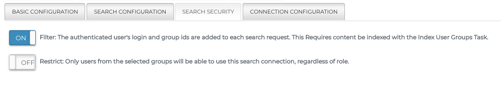 Search Security Settings