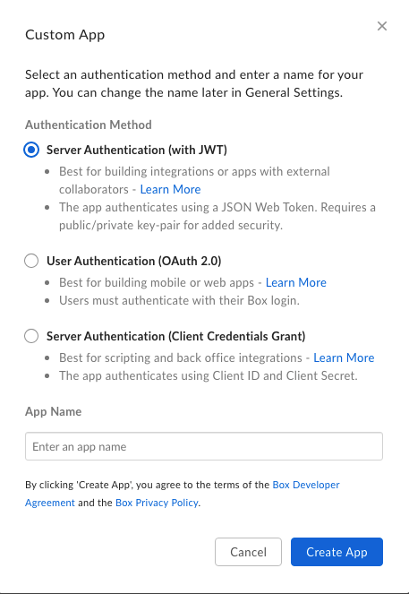 Box Cloud Authentication Method