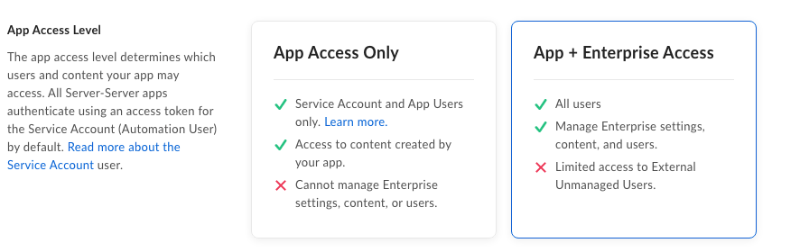 Box Cloud App Access level