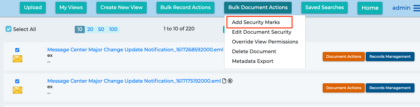 Bulk Add Security Marks