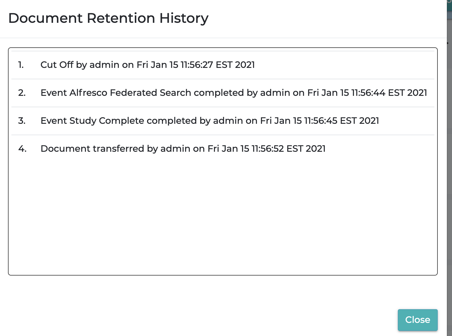 Document Retention History