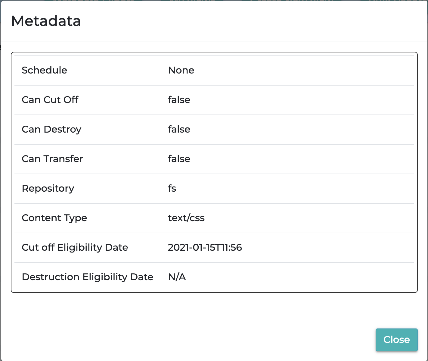 Records Management Metadata