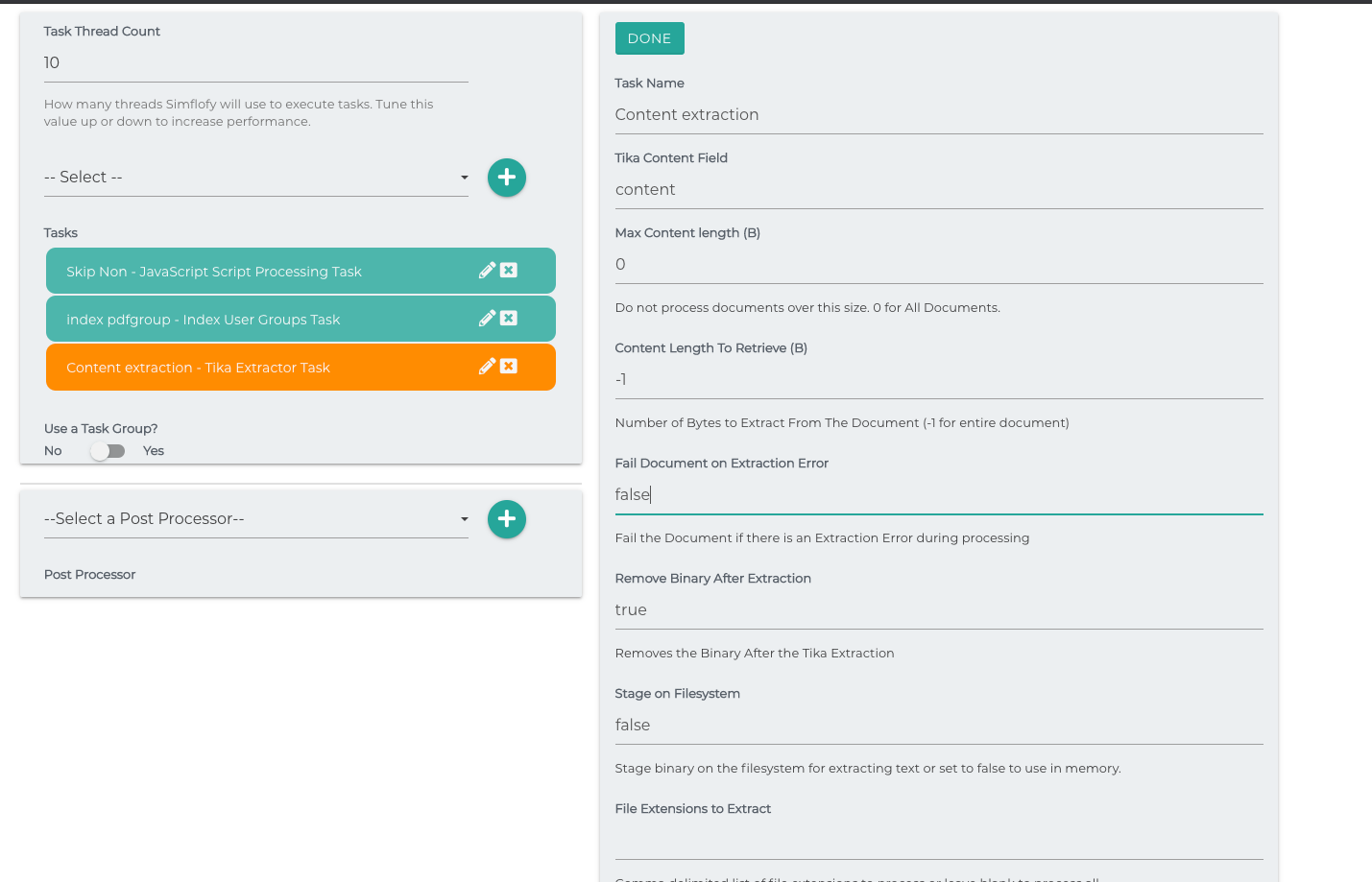 Add Content Extraction Task