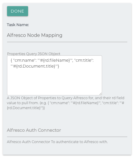 Create Alfresco Node Mapping Task