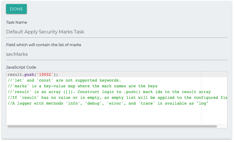 Create Security Mark Task