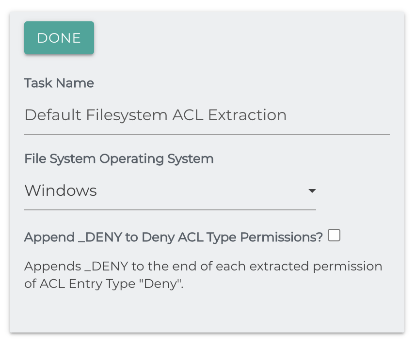 Create Filesystem ACL Extraction Task
