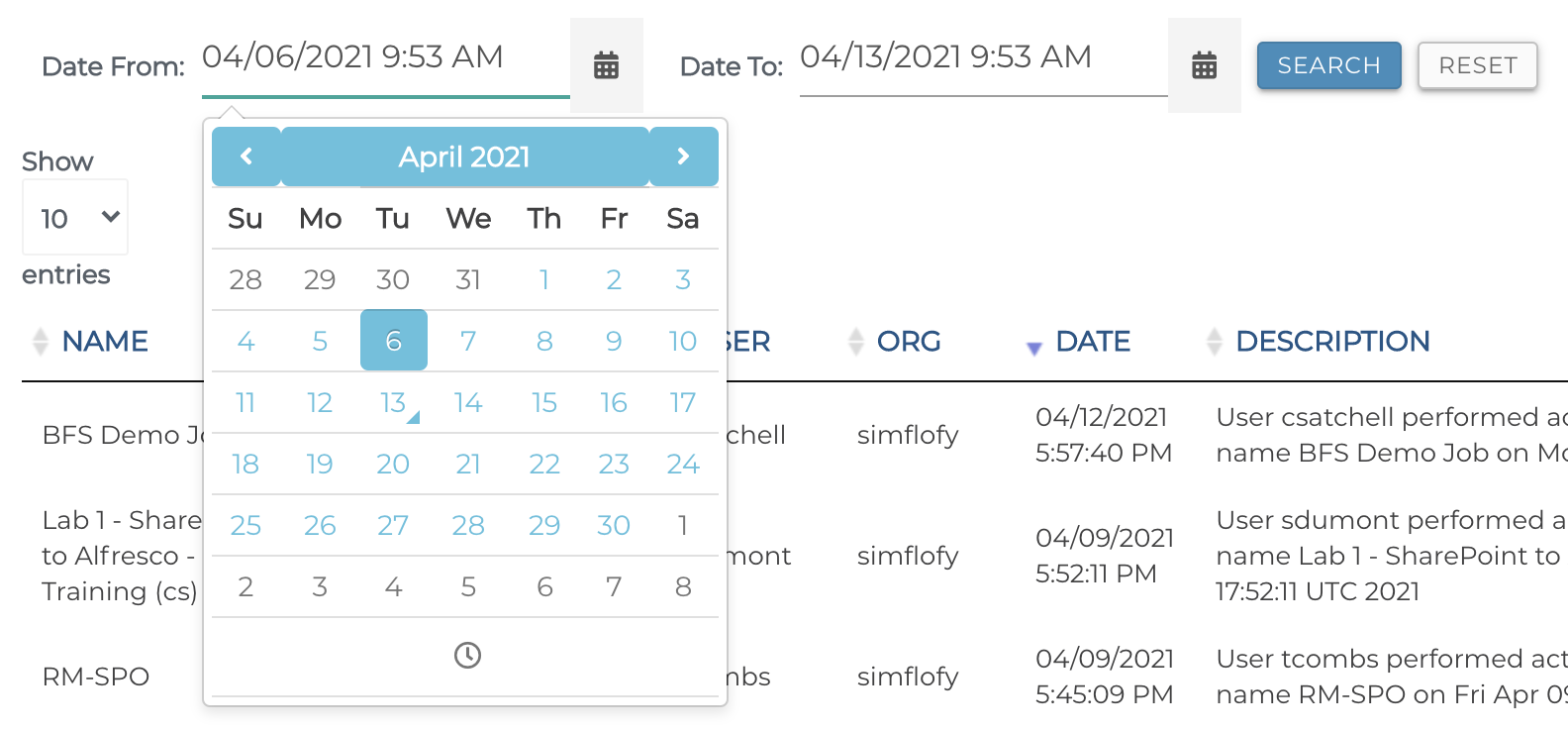 Internal Audit Dates