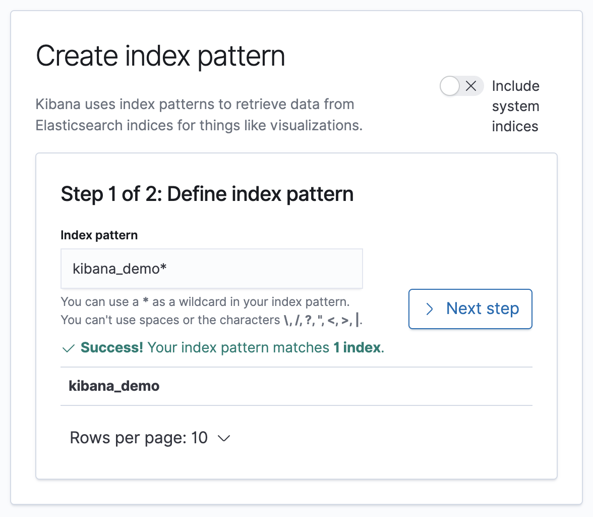 Create New Index Pattern