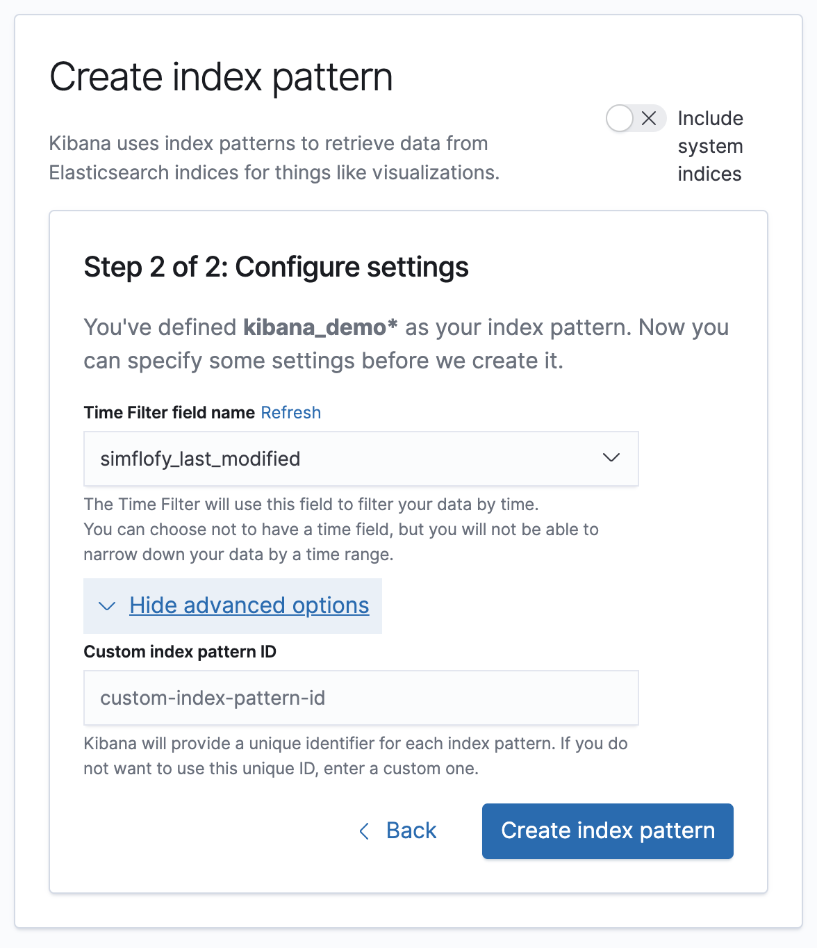 Configure Index Pattern Settings